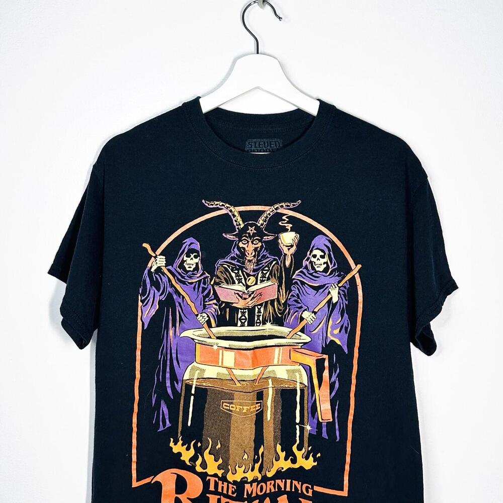 Steven Rhodes The Morning Ritual Adult Size M Black T-Shirt Coffee